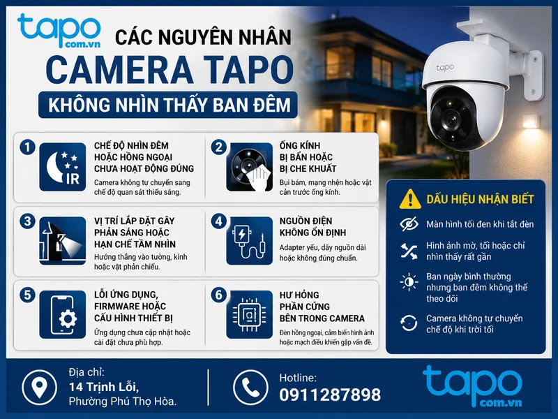 Các nguyên nhân khiến camera Tapo không nhìn thấy ban đêm