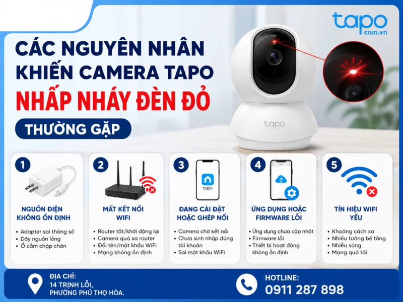 Các nguyên nhân khiến camera Tapo nhấp nháy đèn đỏ thường gặp