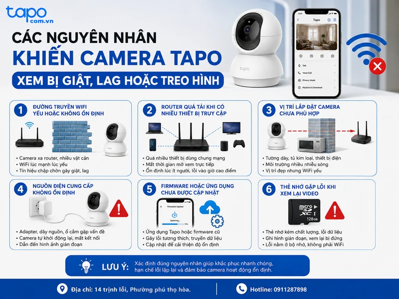 Các nguyên nhân khiến camera Tapo xem bị giật, lag hoặc treo hình