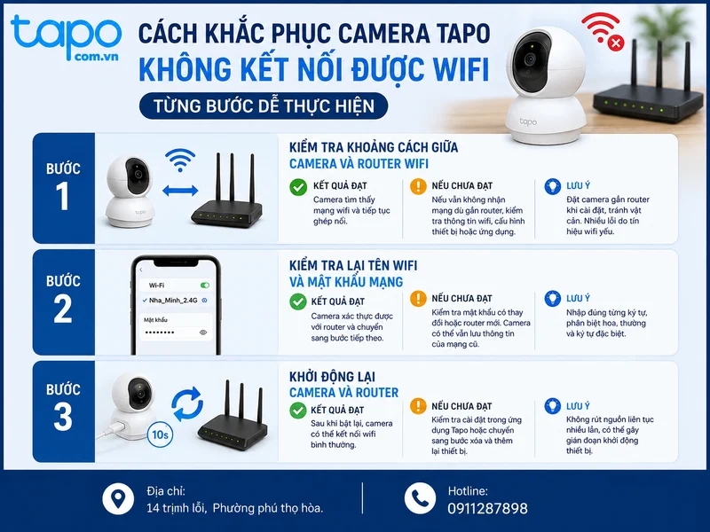 Cách khắc phục camera Tapo không kết nối được wifi từng bước