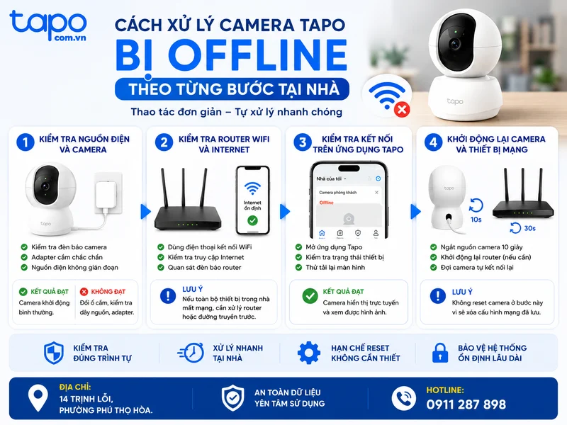 Cách xử lý camera Tapo bị offline theo từng bước tại nhà
