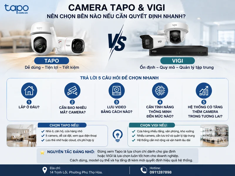Camera Tapo và VIGI: nên chọn bên nào nếu cần quyết định nhanh?