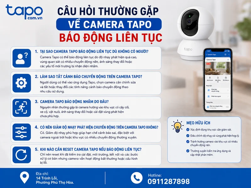 Câu hỏi thường gặp về camera Tapo báo động liên tục