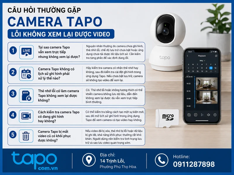 Câu hỏi thường gặp về lỗi camera Tapo không xem lại được