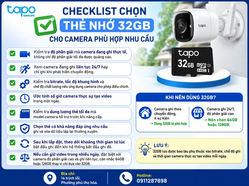 Checklist chọn thẻ nhớ 32GB cho camera phù hợp nhu cầu