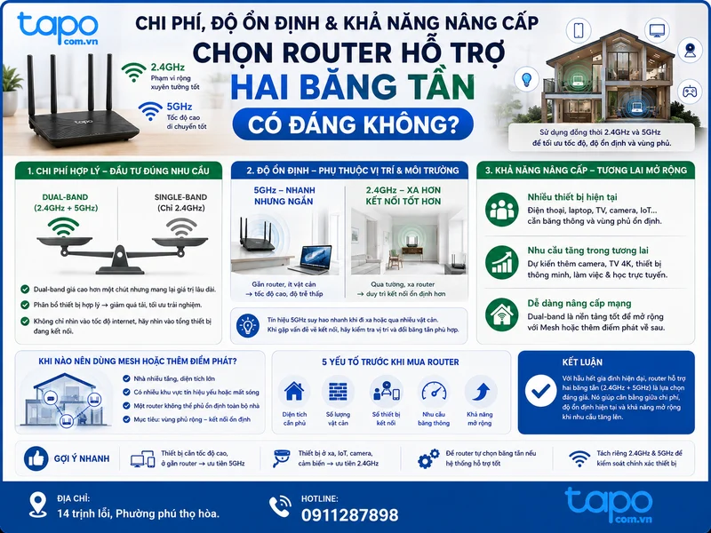 Chi phí, độ ổn định và khả năng nâng cấp: chọn router hỗ trợ hai băng tần có đáng không?