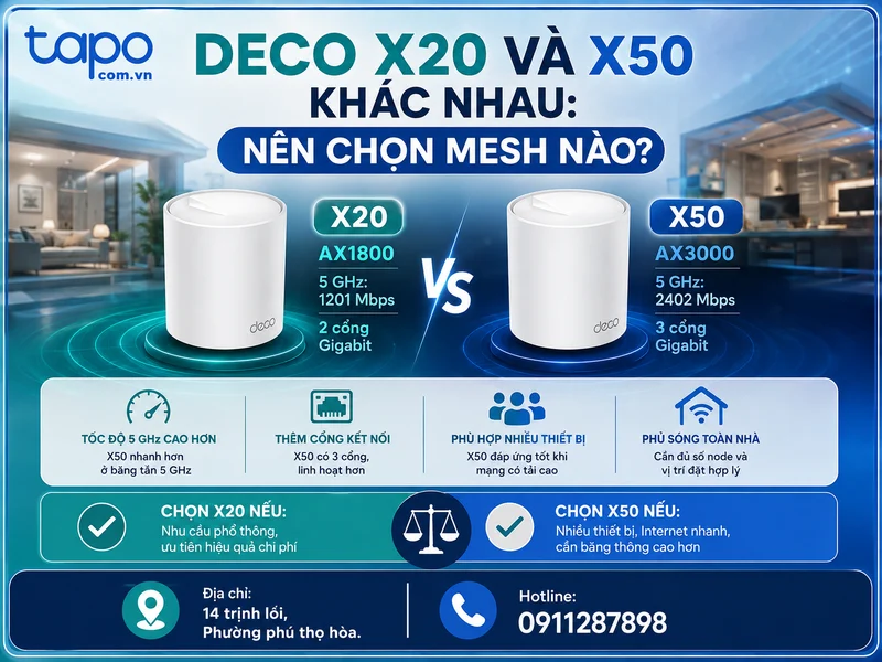 Deco X20 và X50 khác nhau: Nên chọn Mesh nào?