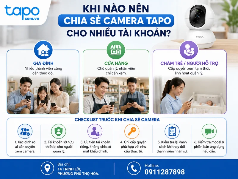 Khi nào nên chia sẻ camera Tapo cho nhiều tài khoản?