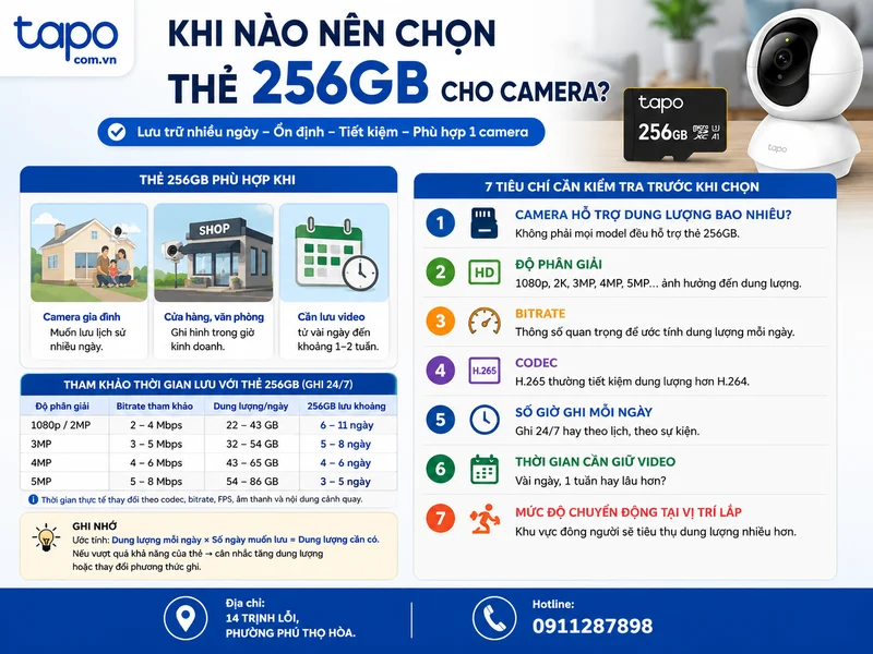 Khi nào nên chọn thẻ 256GB cho camera?
