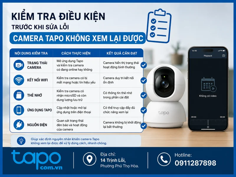 Kiểm tra điều kiện trước khi sửa lỗi camera Tapo không xem lại được