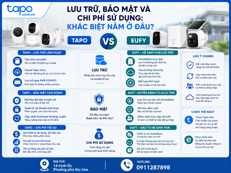 Lưu trữ, bảo mật và chi phí sử dụng: khác biệt nằm ở đâu?