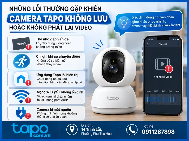 Những lỗi thường gặp khiến camera Tapo không lưu hoặc không phát lại video