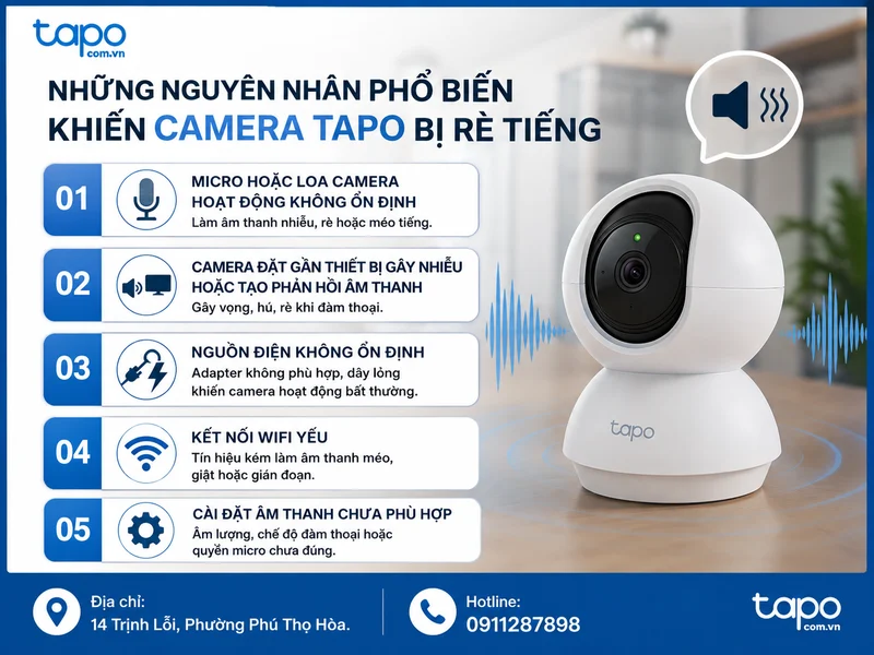Những nguyên nhân phổ biến khiến camera Tapo bị rè tiếng