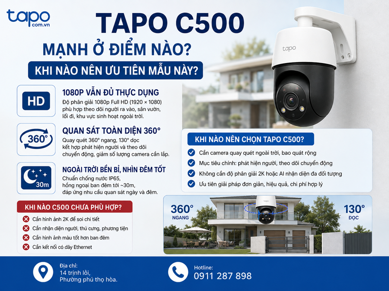 Tapo C500 mạnh ở điểm nào? Khi nào nên ưu tiên mẫu này?