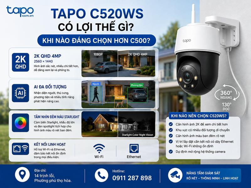 Tapo C520WS có lợi thế gì? Trường hợp nào đáng chọn hơn C500?