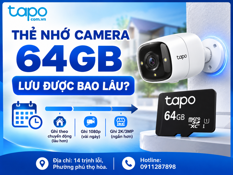 thẻ nhớ camera 64GB lưu được bao lâu