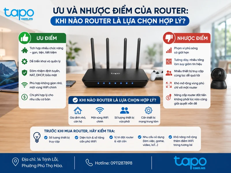 Ưu và nhược điểm của router: Khi nào router là lựa chọn hợp lý?