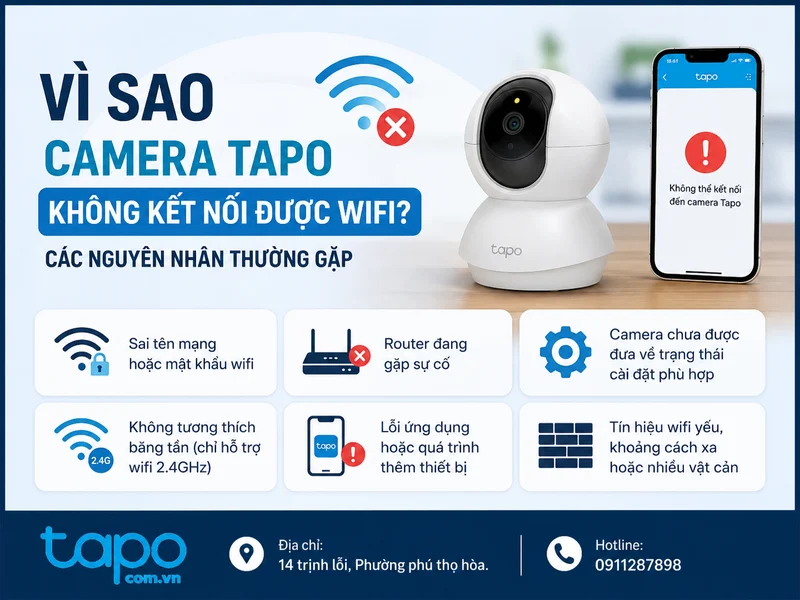 Vì sao camera Tapo không kết nối được wifi? Các nguyên nhân thường gặp