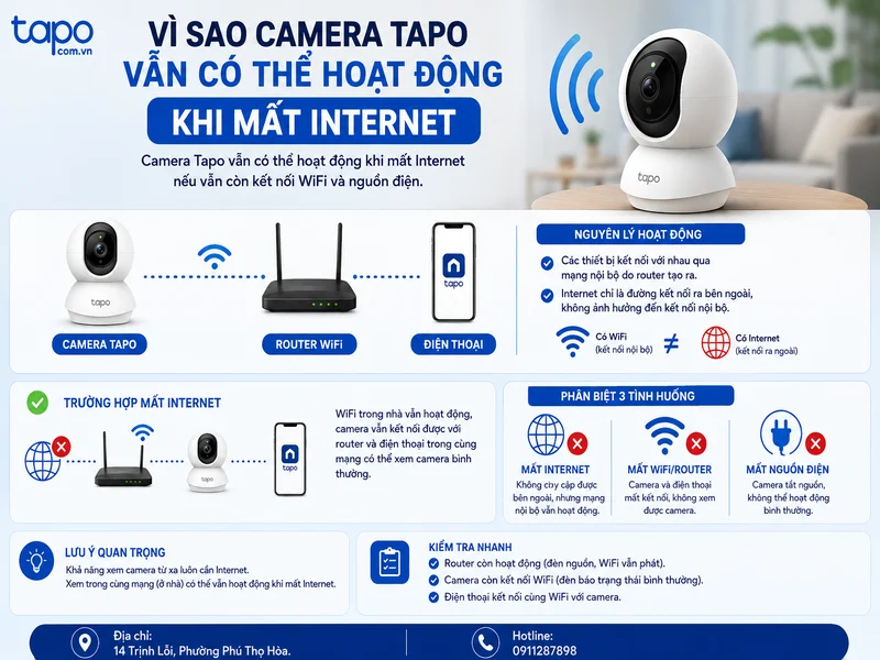 Vì sao camera Tapo vẫn có thể hoạt động khi mất Internet?
