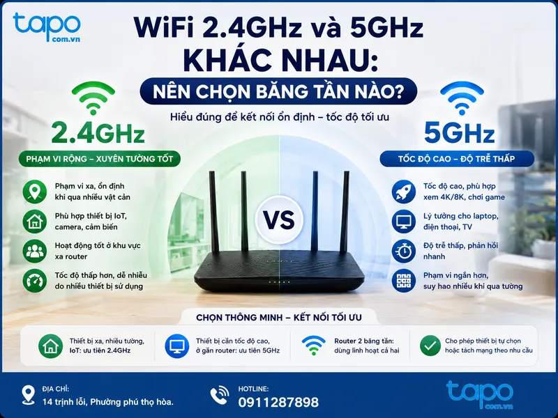 WiFi 2.4GHz và 5GHz khác nhau