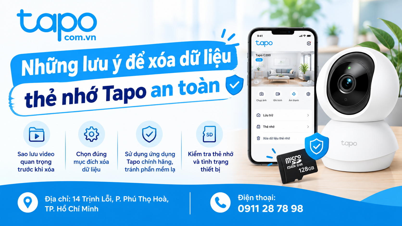 Những lưu ý để xóa dữ liệu thẻ nhớ Tapo an toàn