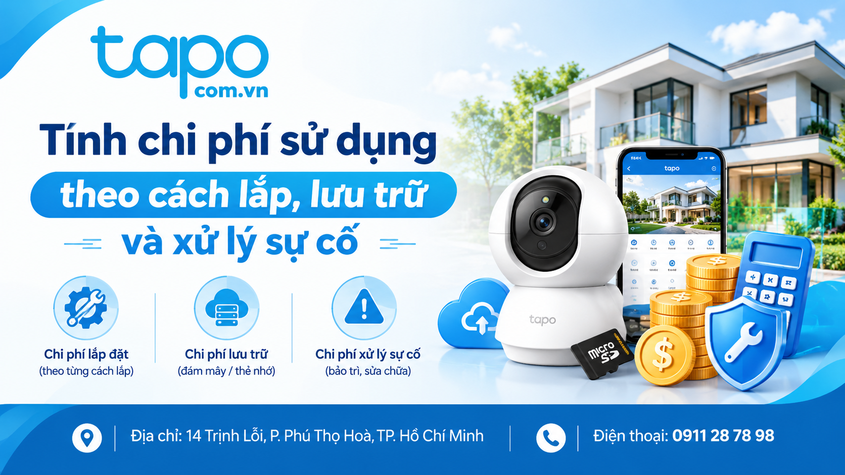 Tính chi phí sử dụng theo cách lắp, lưu trữ và xử lý sự cố