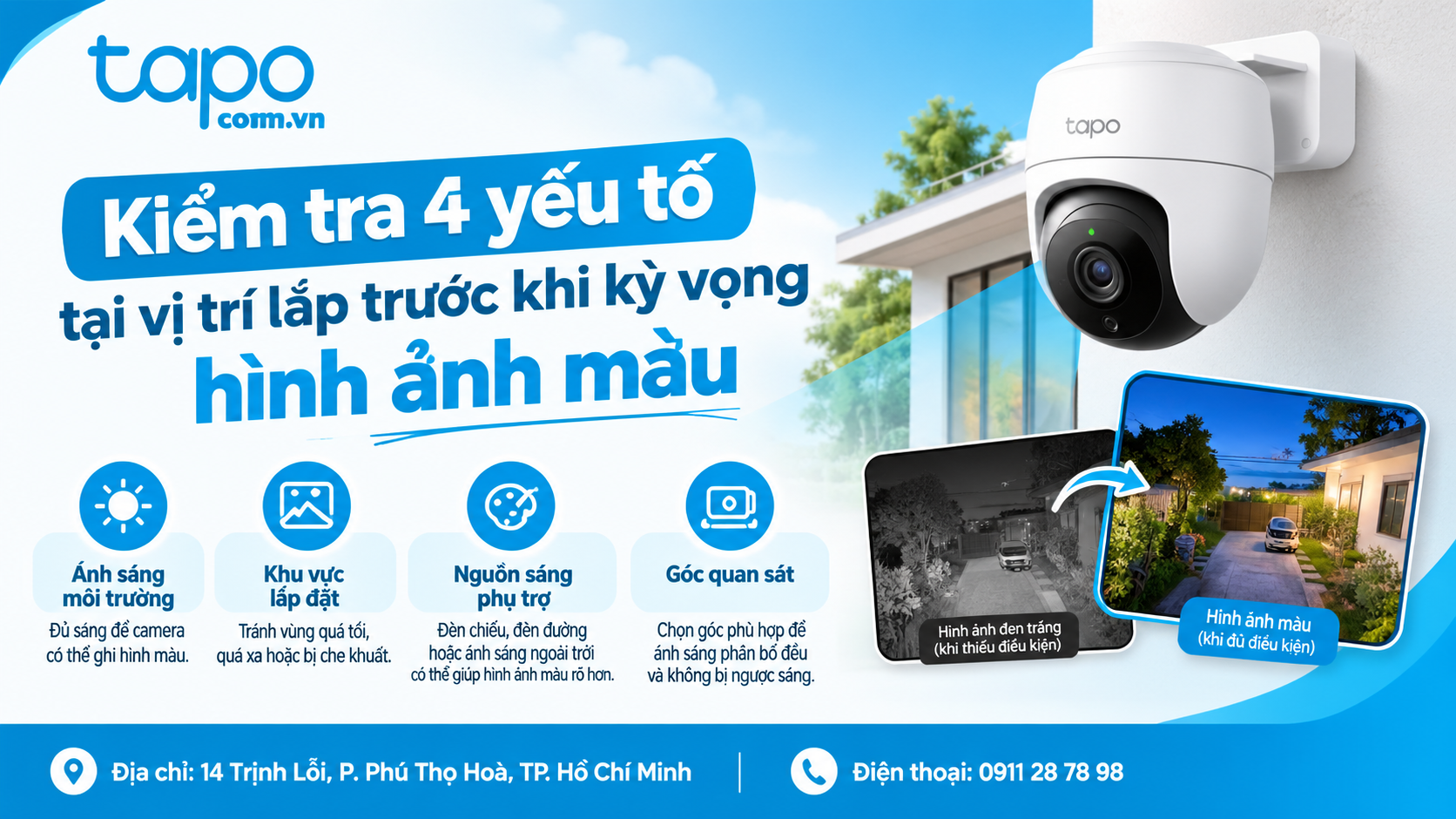 Kiểm tra 4 yếu tố tại vị trí lắp trước khi kỳ vọng hình ảnh màu