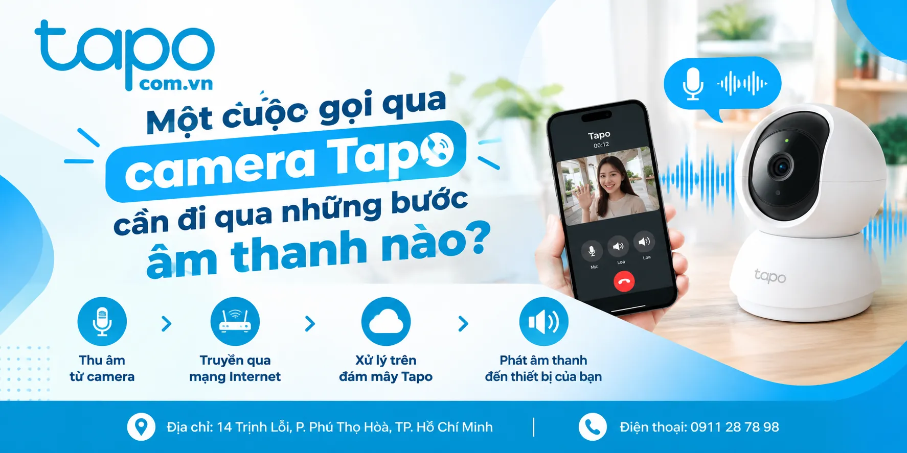 Một cuộc gọi qua camera Tapo cần đi qua những bước âm thanh nào?